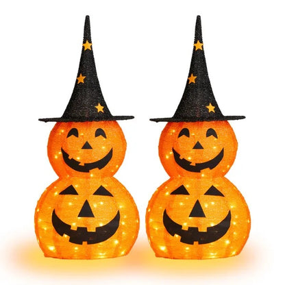 2pcs 3ft Halloween Collapsible Pumpkin Decorations 150 LED Lights